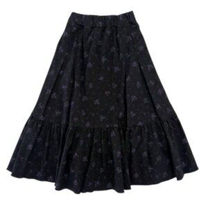 TAMBERE - FLORAL PRINT LONG SKIRT - 100%COTTON - BLACK/PURPLE - LIKE NEW
